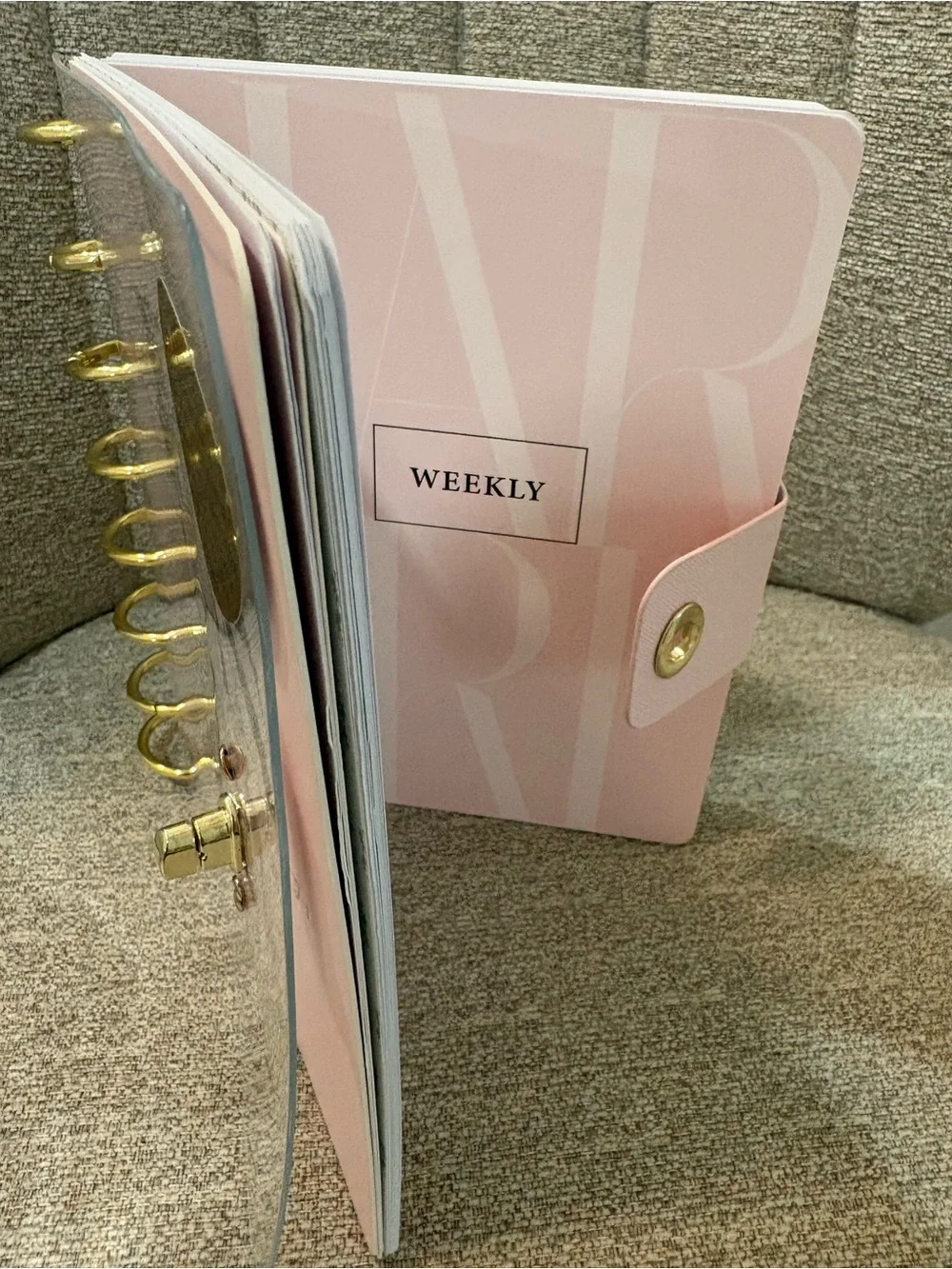 Tahari Blush Pink Weekly Planner with Gold Discs - New